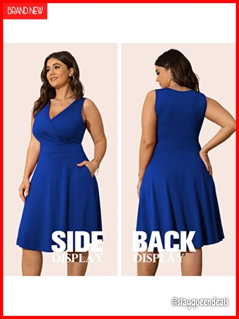 Plus Size Sleeveless Wrap V-Neck Sundress with Pockets